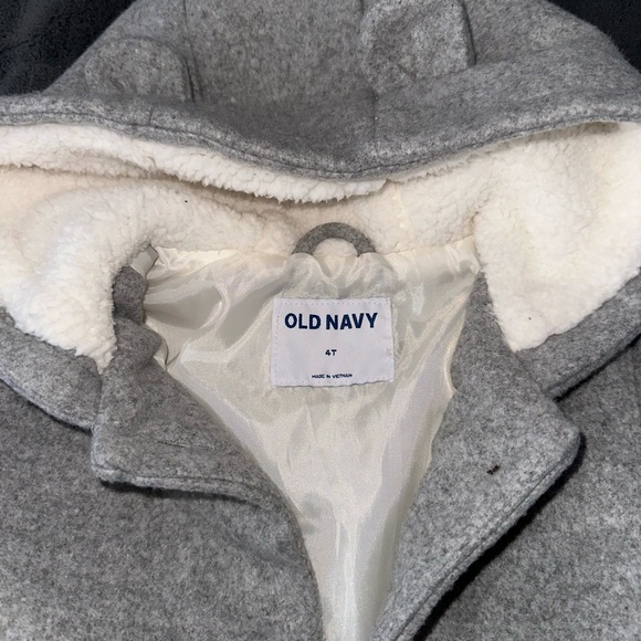 Old Navy toddler gray hooded pea coat - Picture 4 of 13